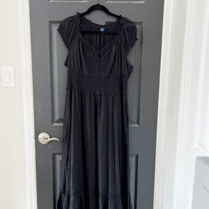 Black Smocked Maxi Dress